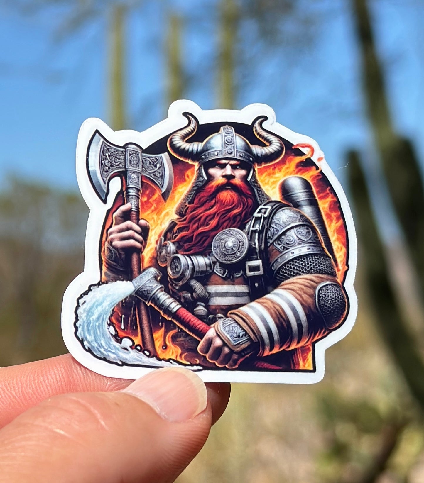 Viking Warrior Firefighter Sticker