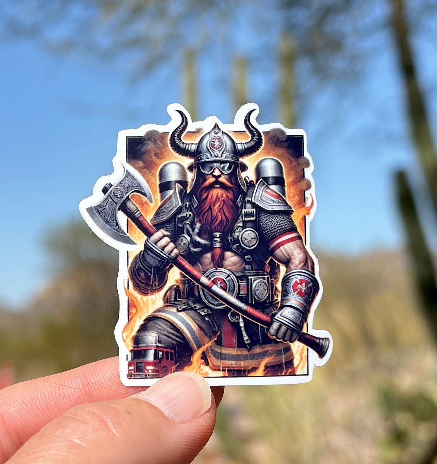 Viking Warrior Firefighter Sticker