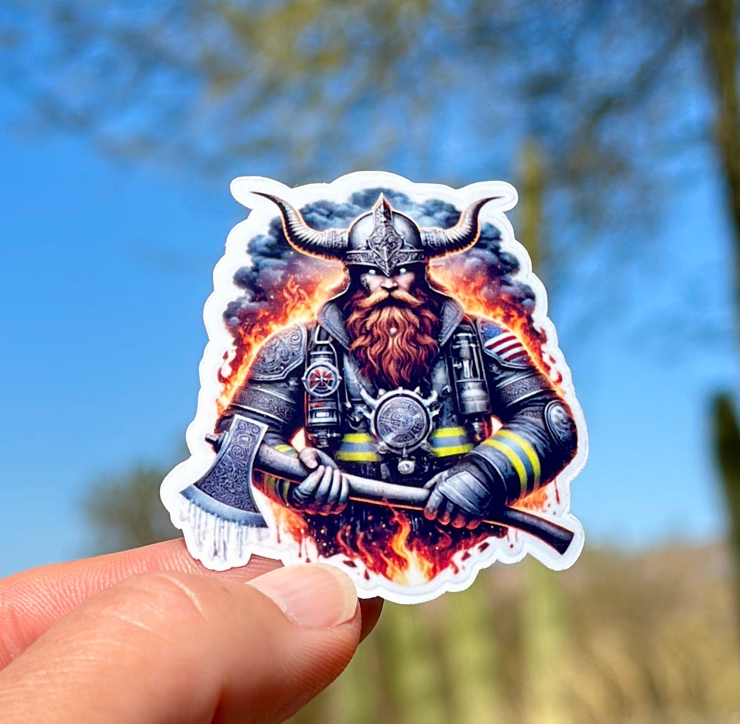 Viking Warrior Firefighter Sticker