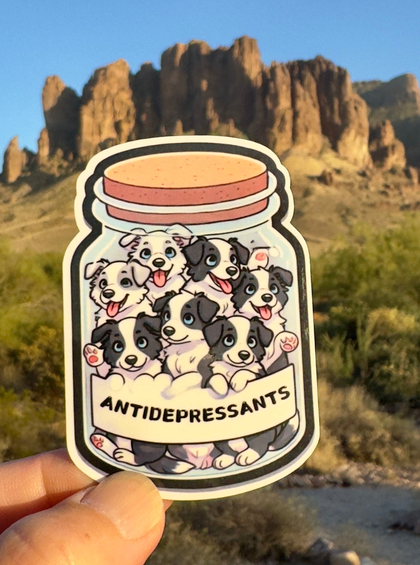 Cute Antidepressants Sticker, Border Collie, Dog Mom, Dog Lover, Frogs, Stickers, cats, antidepressants, mental health, self care, good mood