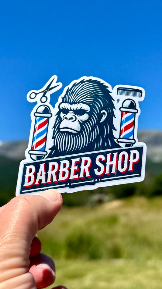 Bigfoot Barbershop Sticker, Bigfoot, Barbershop, haircut, Sticker, Decal, Barber, Furry, Sasquatch, grooming, stylist Barber Shop, stylist