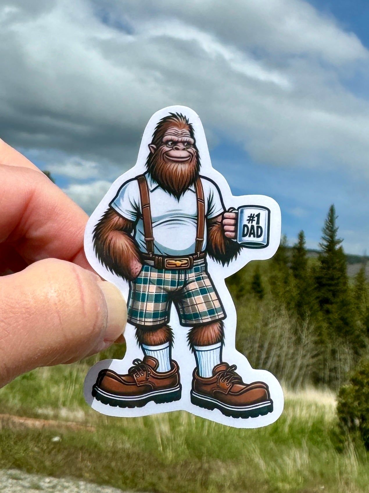 Bigfoot #1 Dad Sticker, Dad, sticker, funny, #1 Dad, decal, Father's day, humor, satire, Father, dad joke, Bigfoot, Gift for Dad, Daddy, fun