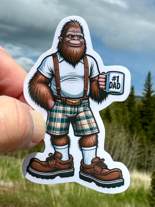 Bigfoot #1 Dad Sticker, Dad, sticker, funny, #1 Dad, decal, Father's day, humor, satire, Father, dad joke, Bigfoot, Gift for Dad, Daddy, fun