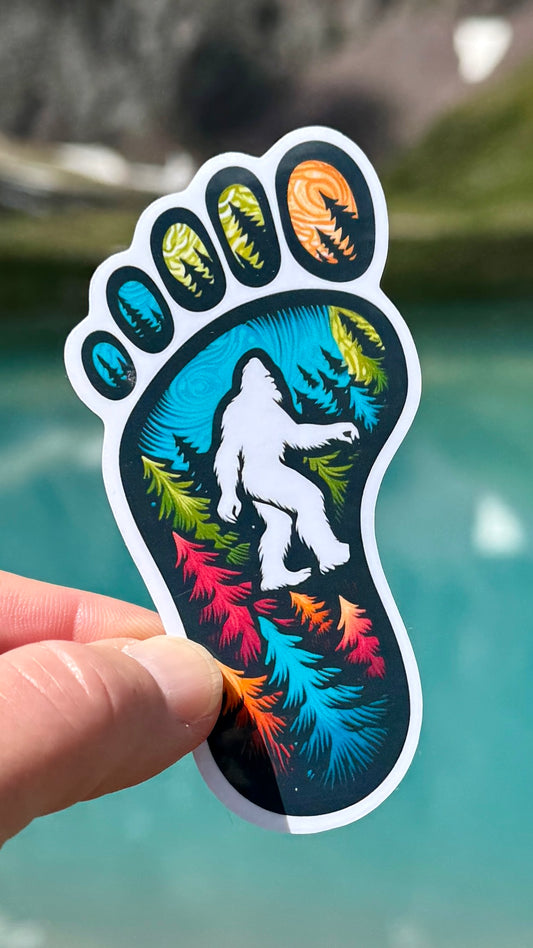 Bigfoot Hiking Footprint Sticker, Footprint, Bigfoot footprint, Bigfoot, hiking, sticker, Bigfoot, Hiking Adventure, Sasquatch, Silhouette