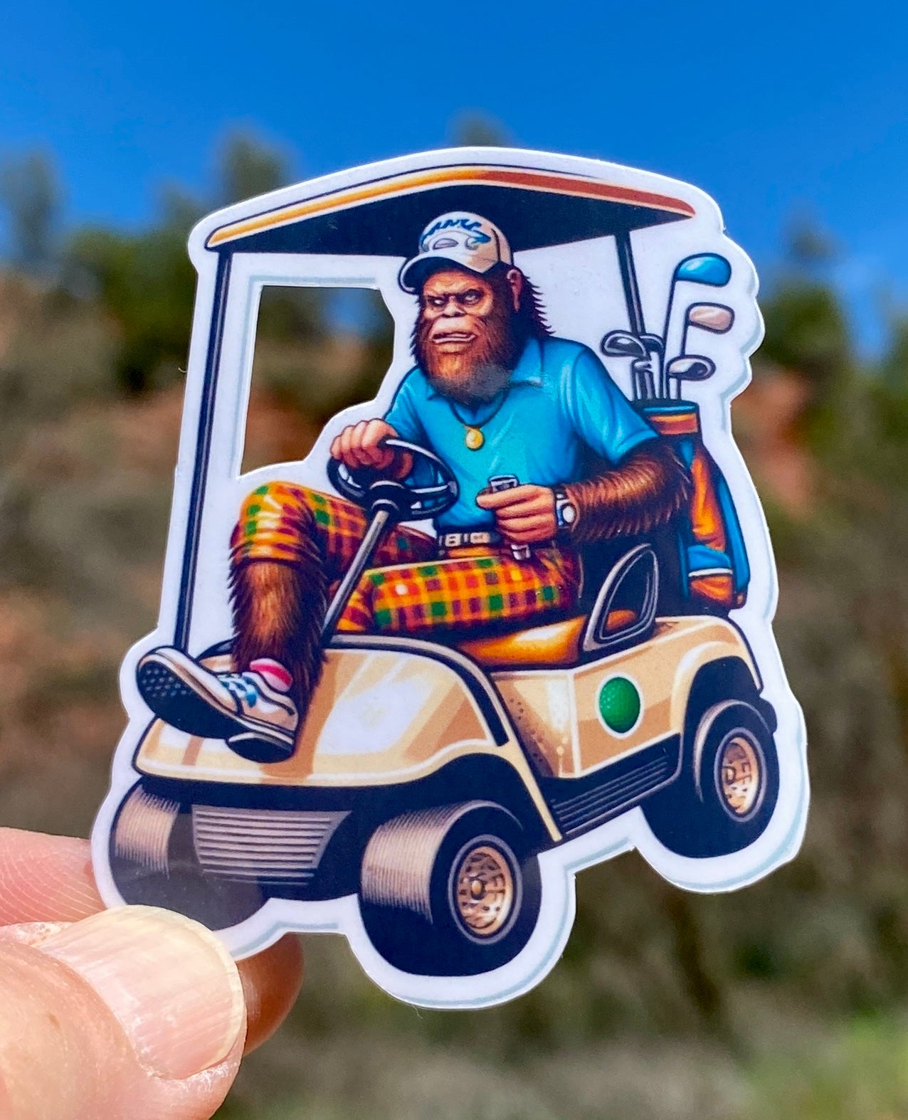 Bigfoot Golfing Sticker, Golfer, Golfing, Golf Club, Golf Sticker, putting, Bigfoot, Golf Course, sticker, Golf Cart, golf ball,tee time,tee