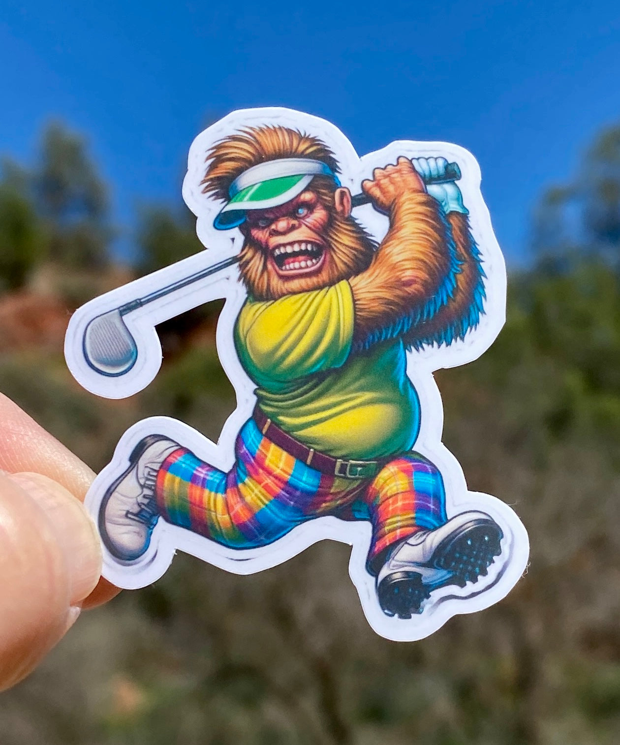 Bigfoot Golfing Sticker, Golfer, Golfing, Golf Club, Golf Sticker, putting, Bigfoot, Golf Course, sticker, Golf Cart, golf ball,tee time,tee