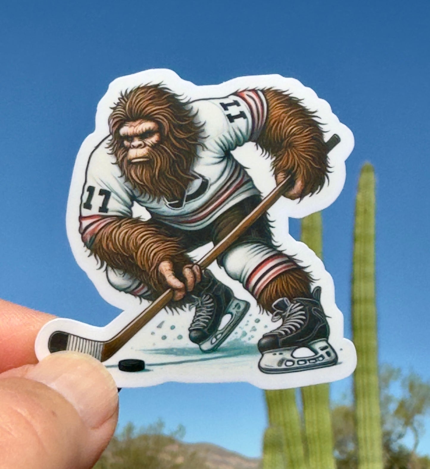 Bigfoot Hockey Player Sticker, Bigfoot, Hockey, Hockey Season, Hockey Stick, Sticker, Decal, Jersey, Sports, Bigfoot Sticker,skate,Sasquatch