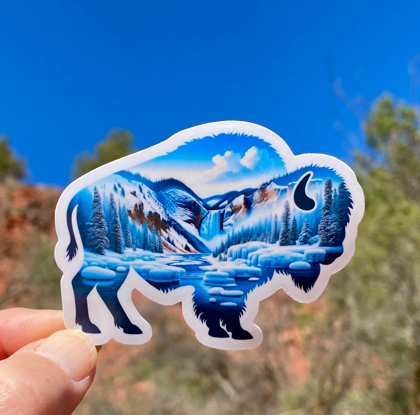 Bison in Yellowstone, Summer and Winter Sticker, Bison, Travel, nature, Yellowstone, National Parks Sticker, Sticker, Decal, vacation,hiking