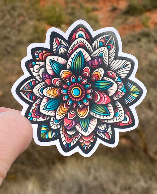 Boho Flower Sticker, Decal, Gift, Nature, Water Bottle, Wander, Colorful, Fun, BOHO style, Flower, Laptop sticker, Sticker, mandala, pattern