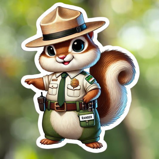 Chipmunk Park Ranger Sticker, park ranger, NPS, Glacier national park, parks service, sticker ,hike, protect our parks, Chipmunk