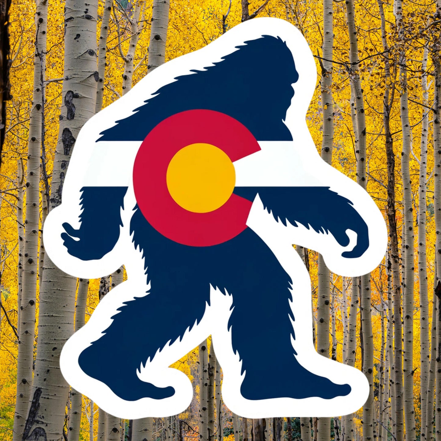 Bigfoot Colorado style Sticker, Bigfoot, Colorado, Bigfoot hiking, Sticker, Decal, Bigfoot Sticker,Furry,Sasquatch, hiking, mythical,Rockies