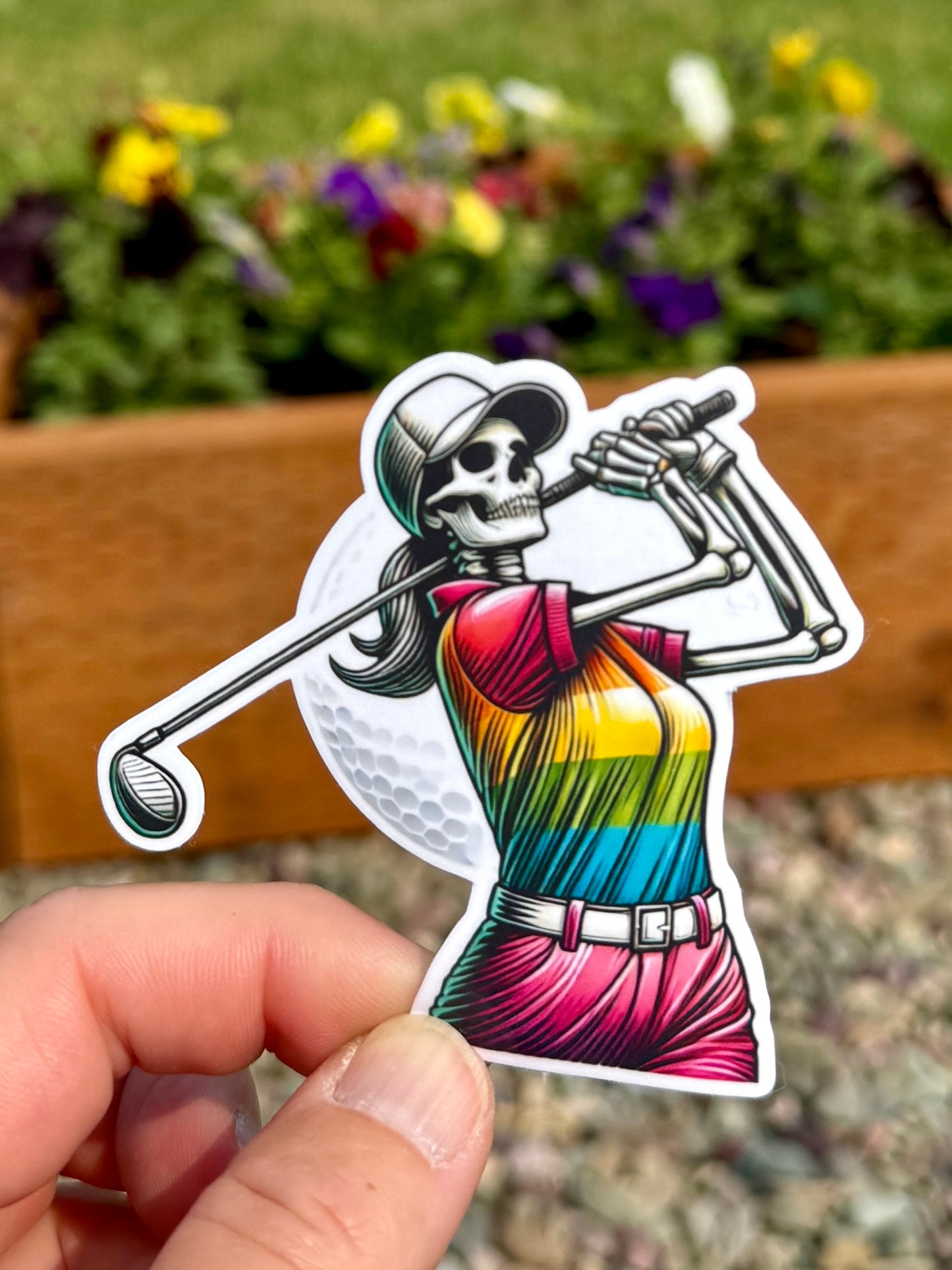 Female Skeleton Golfing Sticker, Female Golfer, Golfing, Golf Club, Golf Sticker, golfer, Skeleton, Golf Course, sticker, Golf Lover,Fairway