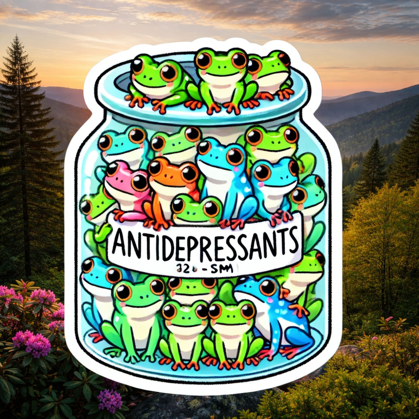 Cute Antidepressants Sticker, Border Collie, Dog Mom, Dog Lover, Frogs, Stickers, cats, antidepressants, mental health, self care, good mood