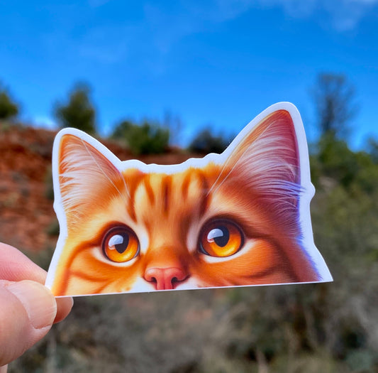 Cat half face Peek-A-Boo Sticker, Orange cat, Cat Mom, Cats, Cat Sticker, half face, sticker, black cat,  Peek-a-boo, kitty cat, cat lover