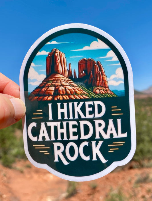 I hiked Cathedral Rock Sticker, Red Rocks, Travel, Sedona, Arizona, Red Rock Country, Cathedral Rock Sticker, Sticker, Decal, vacation, hike