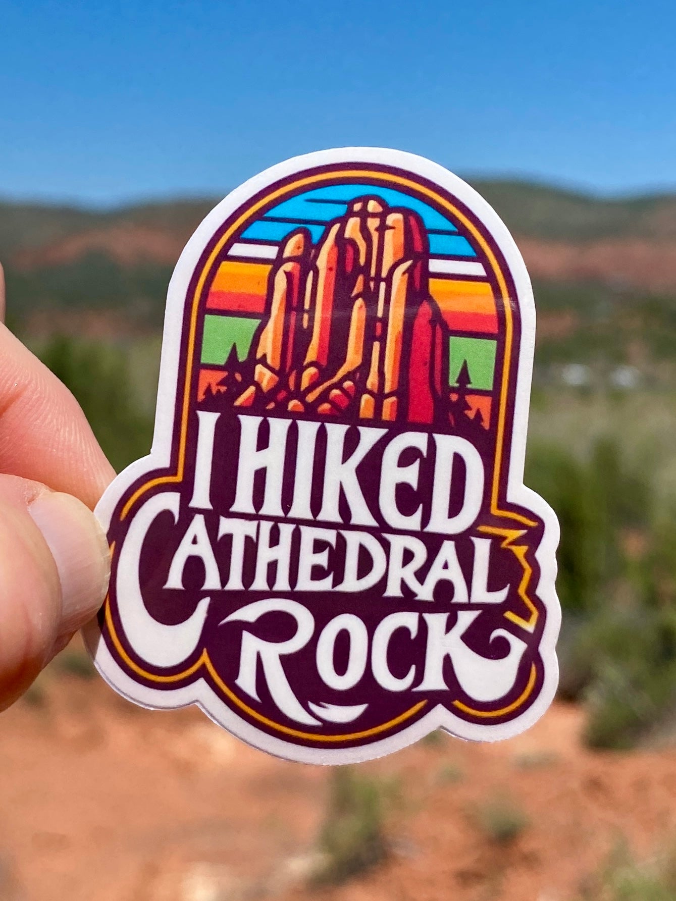 I hiked Cathedral Rock Sticker, Red Rocks, Travel, Sedona, Arizona, Red Rock Country, Cathedral Rock Sticker, Sticker, Decal, vacation, hike