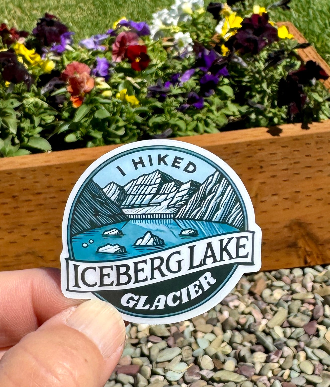 I hiked Iceberg Lake, Glacier Sticker, Iceberg Lake, Travel, Montana, Glacier National Park, Glacier, Sticker, Decal, vacation, hike, hiking