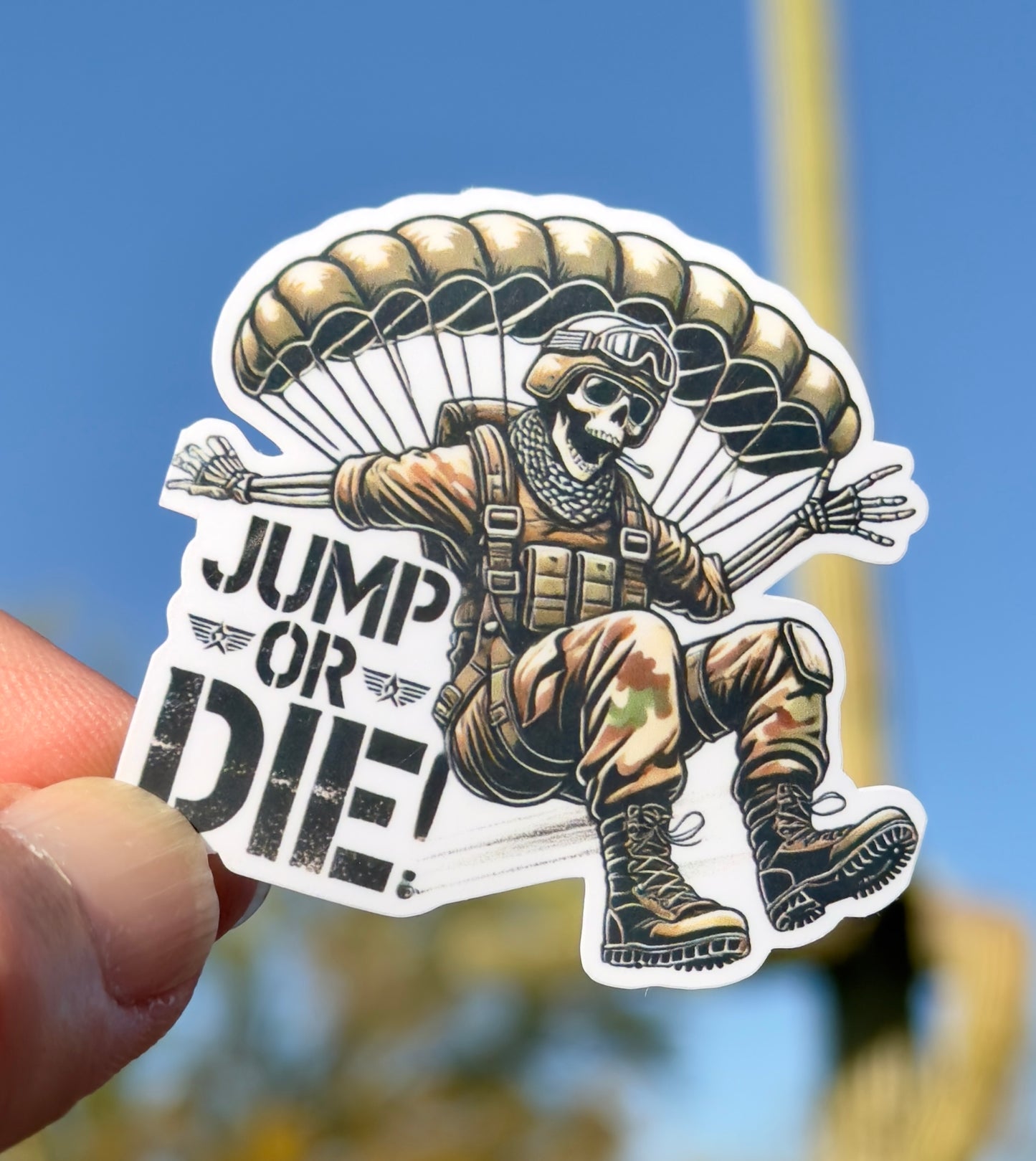 Skeleton skydiver Sticker, parachute, paratrooper, extreme sports,  Skeleton, military, sticker, skydiver, skydiving, airborne, jump or die