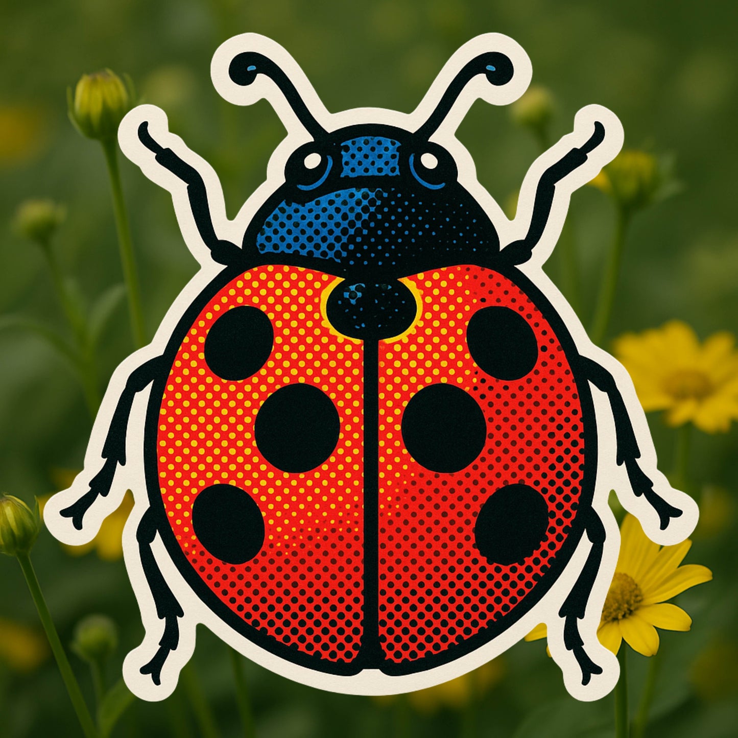 Ladybug Sticker,  Pop-Art sticker, Nature-Inspired Vinyl Decal, sticker, insect sticker, bugs, bug lover, lucky, colorful, good luck,insects