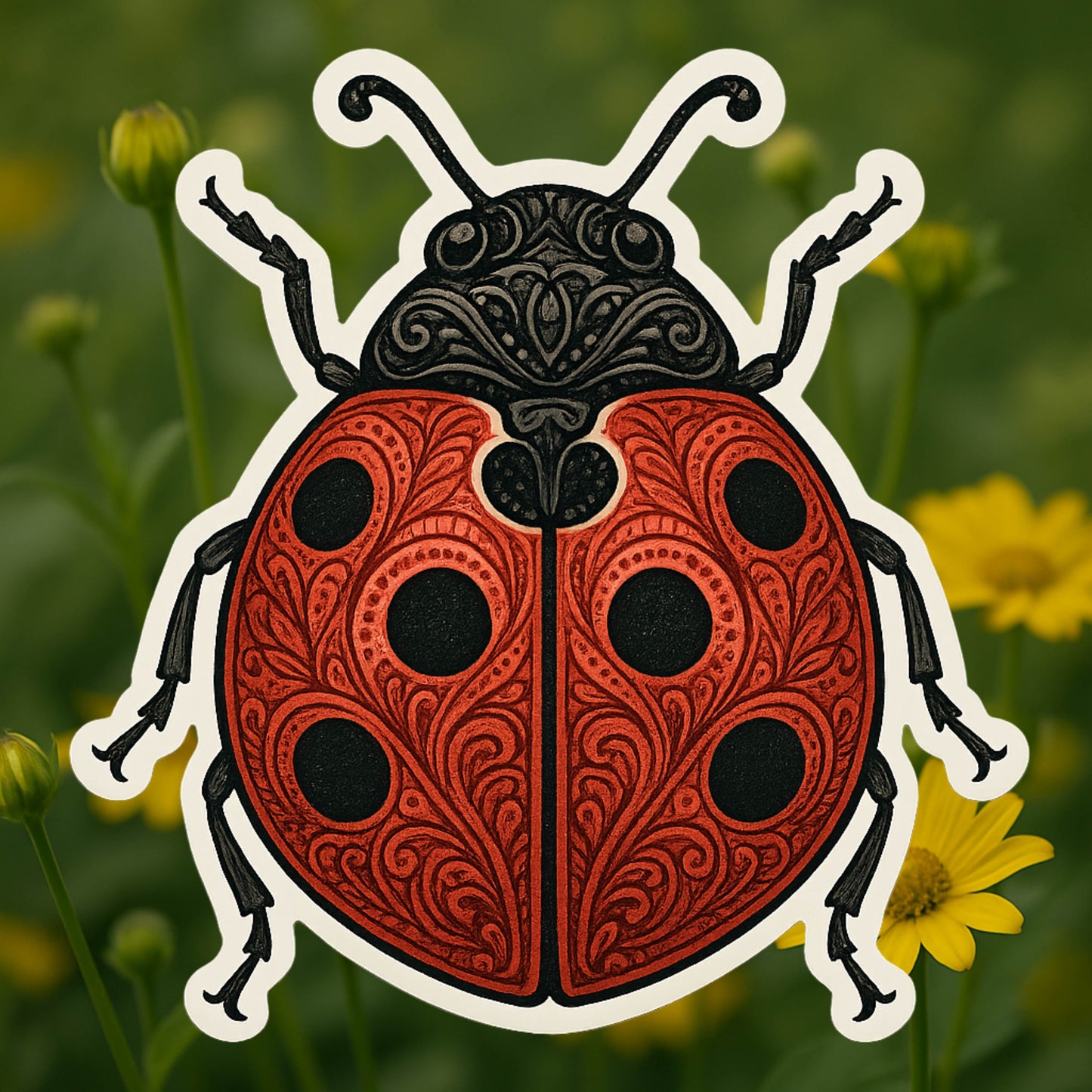 Ladybug Sticker,  Pop-Art sticker, Nature-Inspired Vinyl Decal, sticker, insect sticker, bugs, bug lover, lucky, colorful, good luck,insects