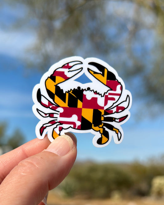 Maryland Crab Sticker, Maryland, crab, Maryland State Flag, sticker, coastal, Flag, Maryland Pride, state flag, Nautical, salt, Water bottle