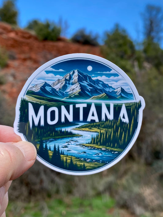 Montana Mountain Sticker, Montana, Welcome to Montana, Mountains, hiking, sticker, Hiking Adventure, Travel, Rocky Mountains, Landscape, fun