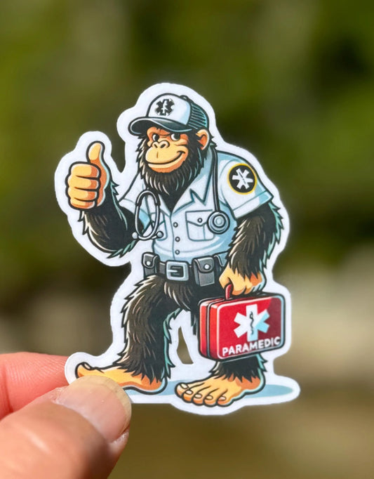 Bigfoot Paramedic Sticker, paramedic, EMT, EMS, emergency services, first responder, Bigfoot medic, hero, ambulance, sticker, Bigfoot, work