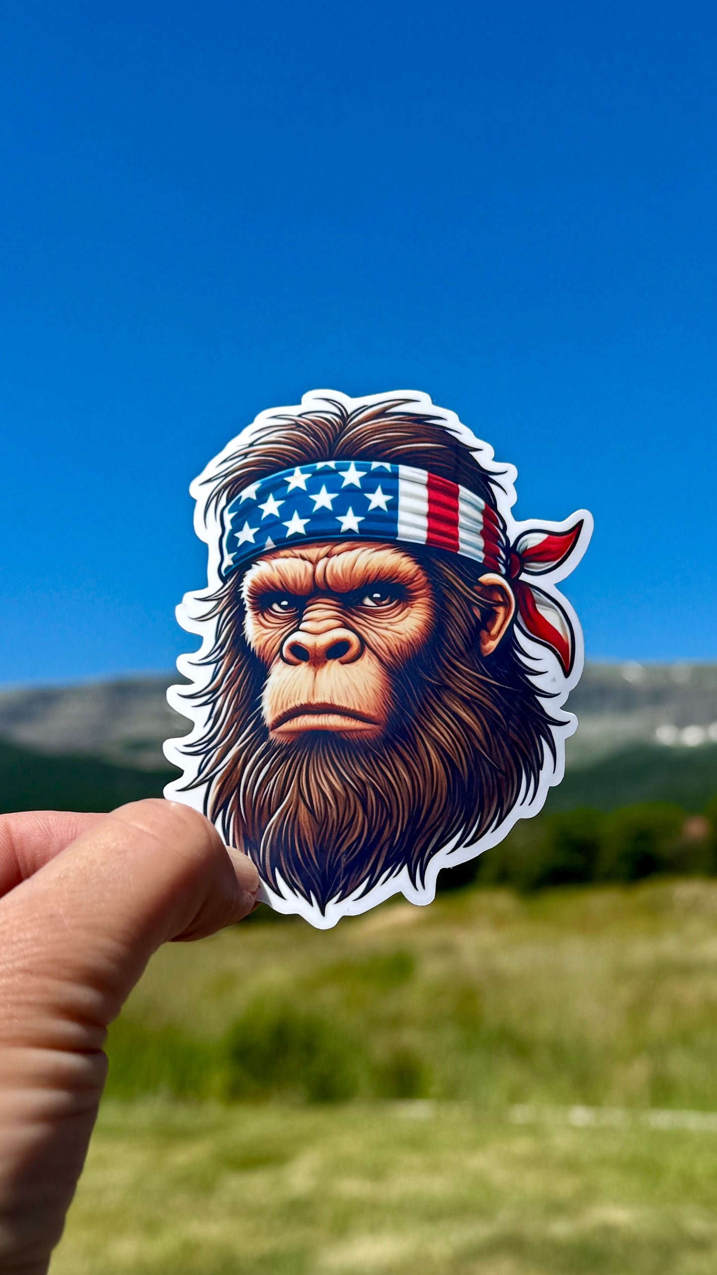 Bigfoot Patriotic Sticker, Patriotic, Bigfoot, sticker, Patriotic Bigfoot , America, Merica, red white and blue, Bandana, Sasquatch, Squatch