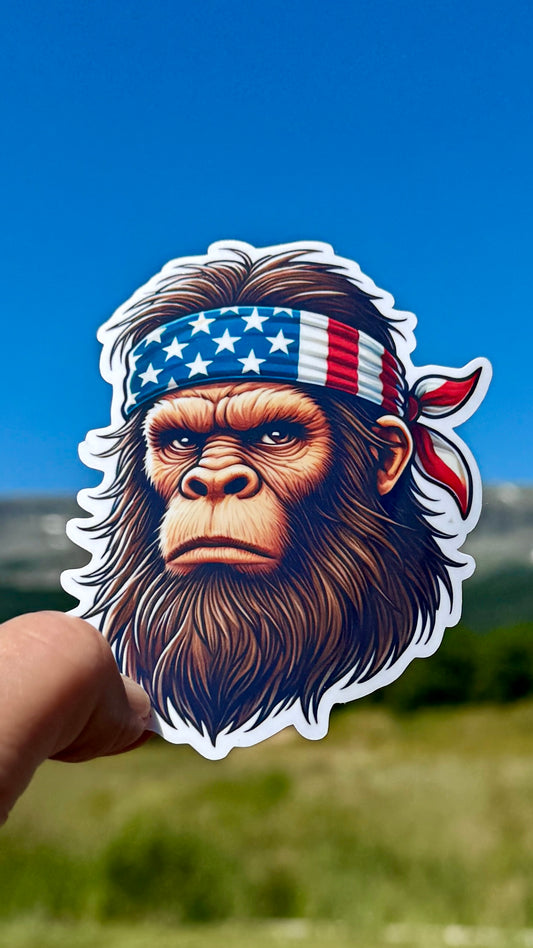 Bigfoot Patriotic Sticker, Patriotic, Bigfoot, sticker, Patriotic Bigfoot , America, Merica, red white and blue, Bandana, Sasquatch, Squatch