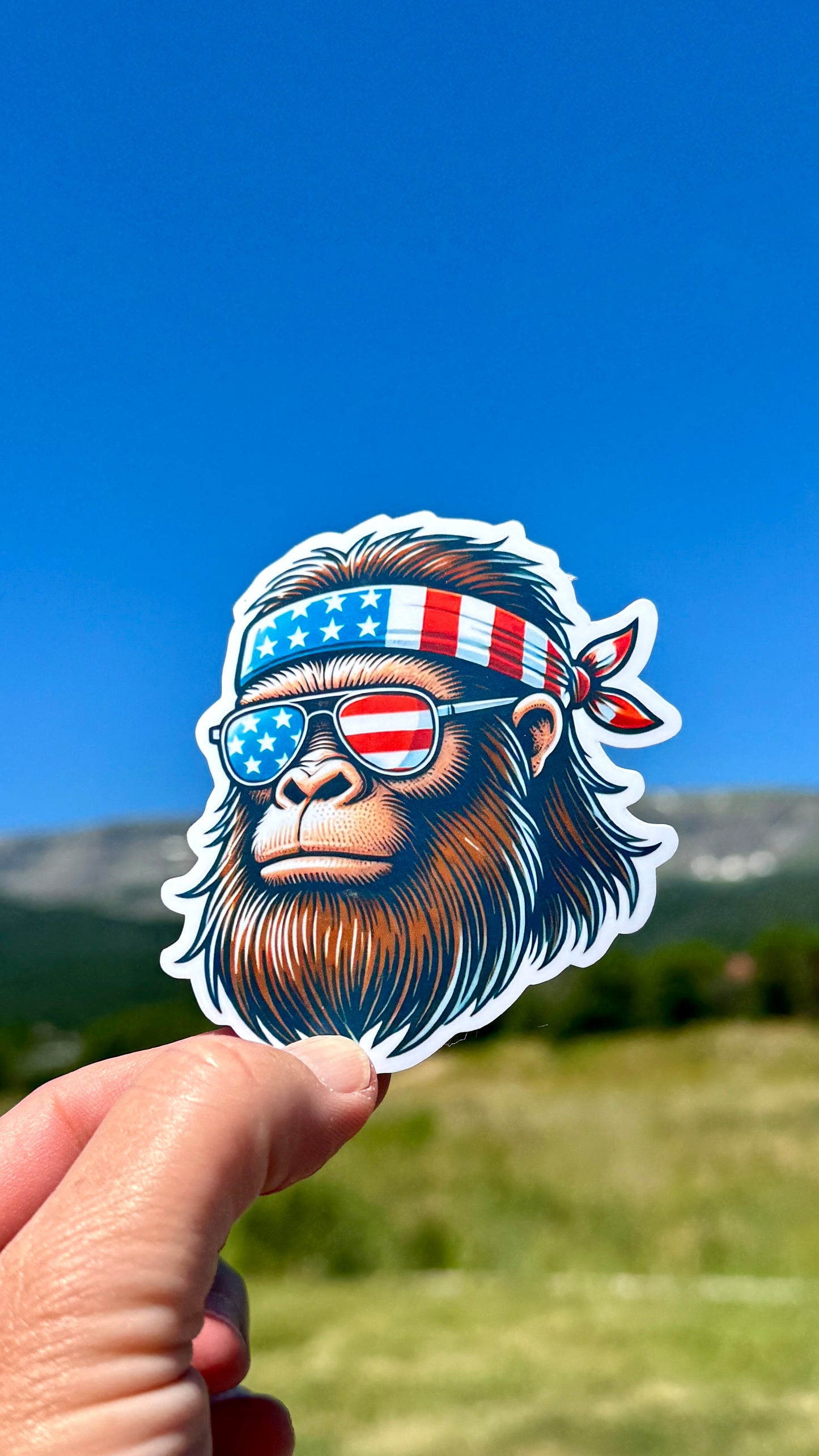 Bigfoot Patriotic Sticker, Patriotic, Bigfoot, sticker, Patriotic Bigfoot , America, Merica, red white and blue, Bandana, Sasquatch, Squatch