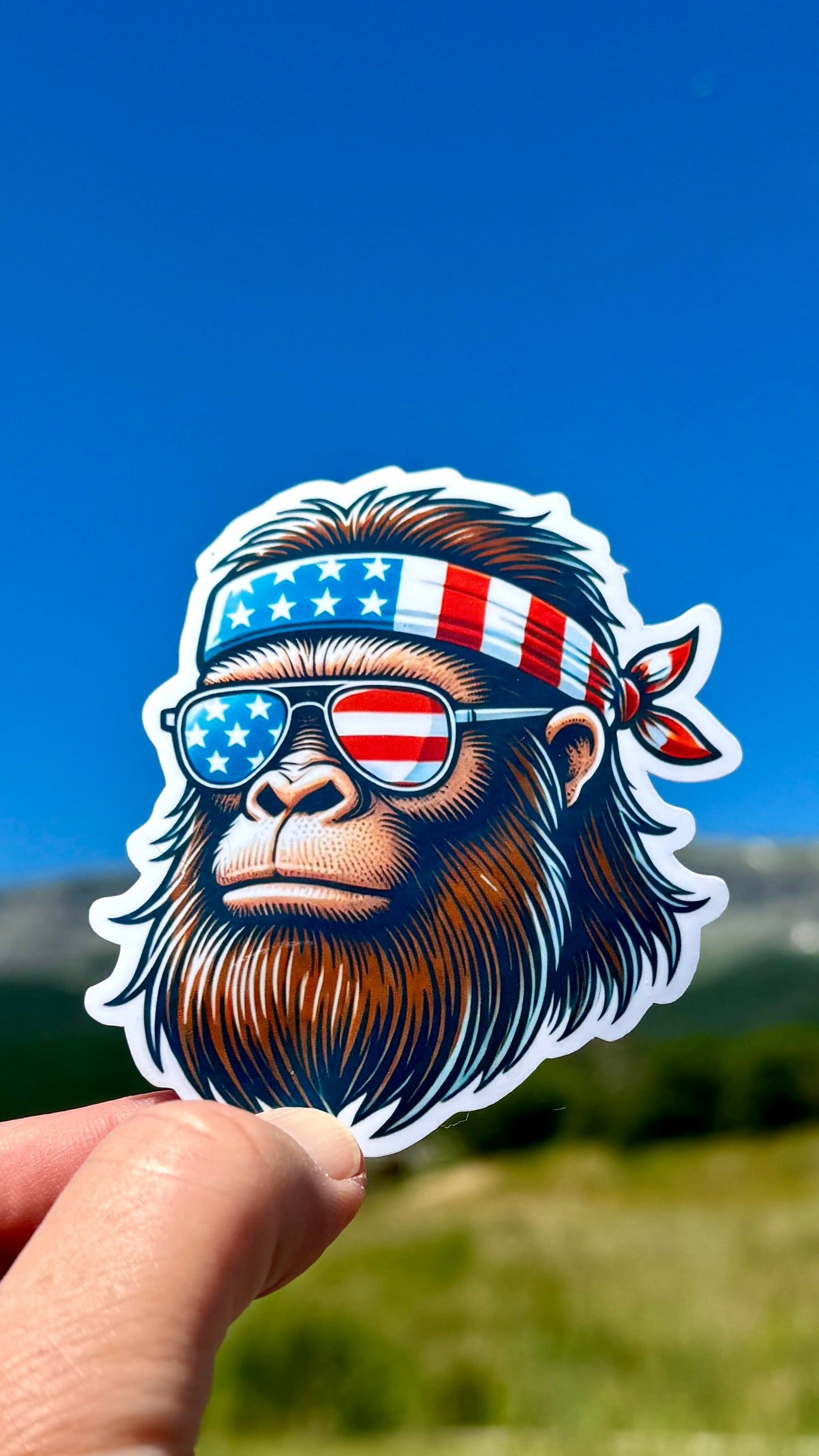 Bigfoot Patriotic Sticker, Patriotic, Bigfoot, sticker, Patriotic Bigfoot , America, Merica, red white and blue, Bandana, Sasquatch, Squatch