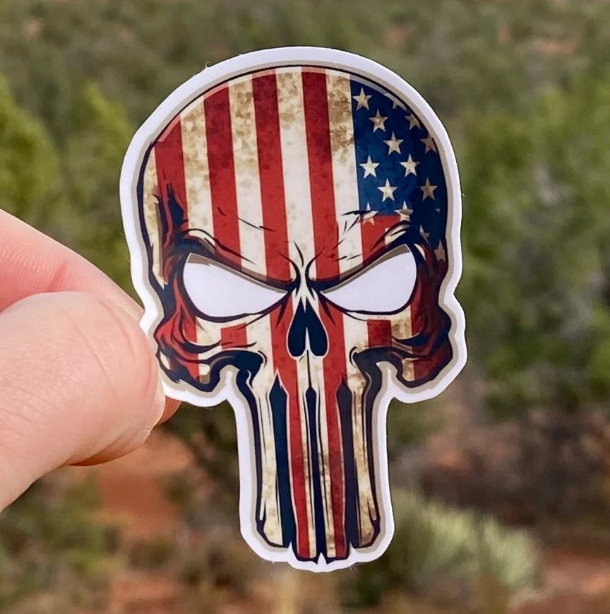 Patriotic Skull Sticker, American Skull, America, 4th of July, Independence Day, Sticker, Decal, Ai generated, Patriotic, Merica, Holiday