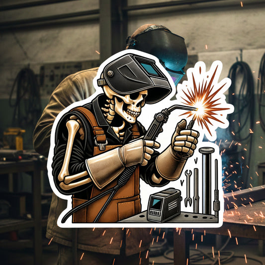Skeleton Welder Sticker, Welder, Welding, tradesman, Skeleton, sticker, iron, metal worker, steel worker, Fabrication, welding mask, weld