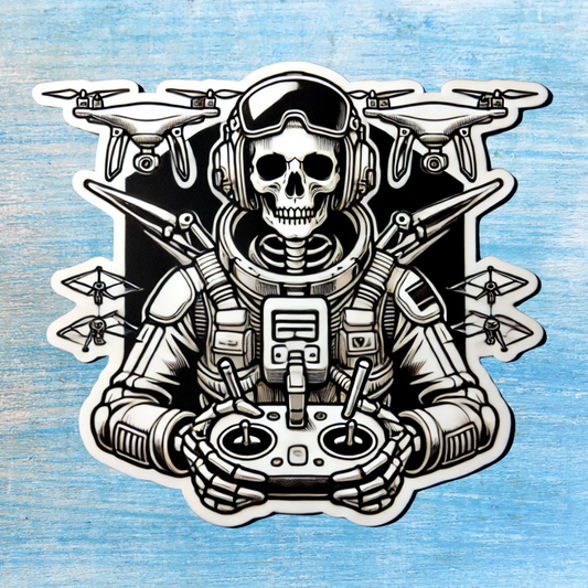 Skeletont Drone Pilot Sticker, Drone, Drone Pilot, UAV, Pilot, Skeleton, Flight, UAV Pilot, Flying, Drone Pilot humor, Aviation,sticker