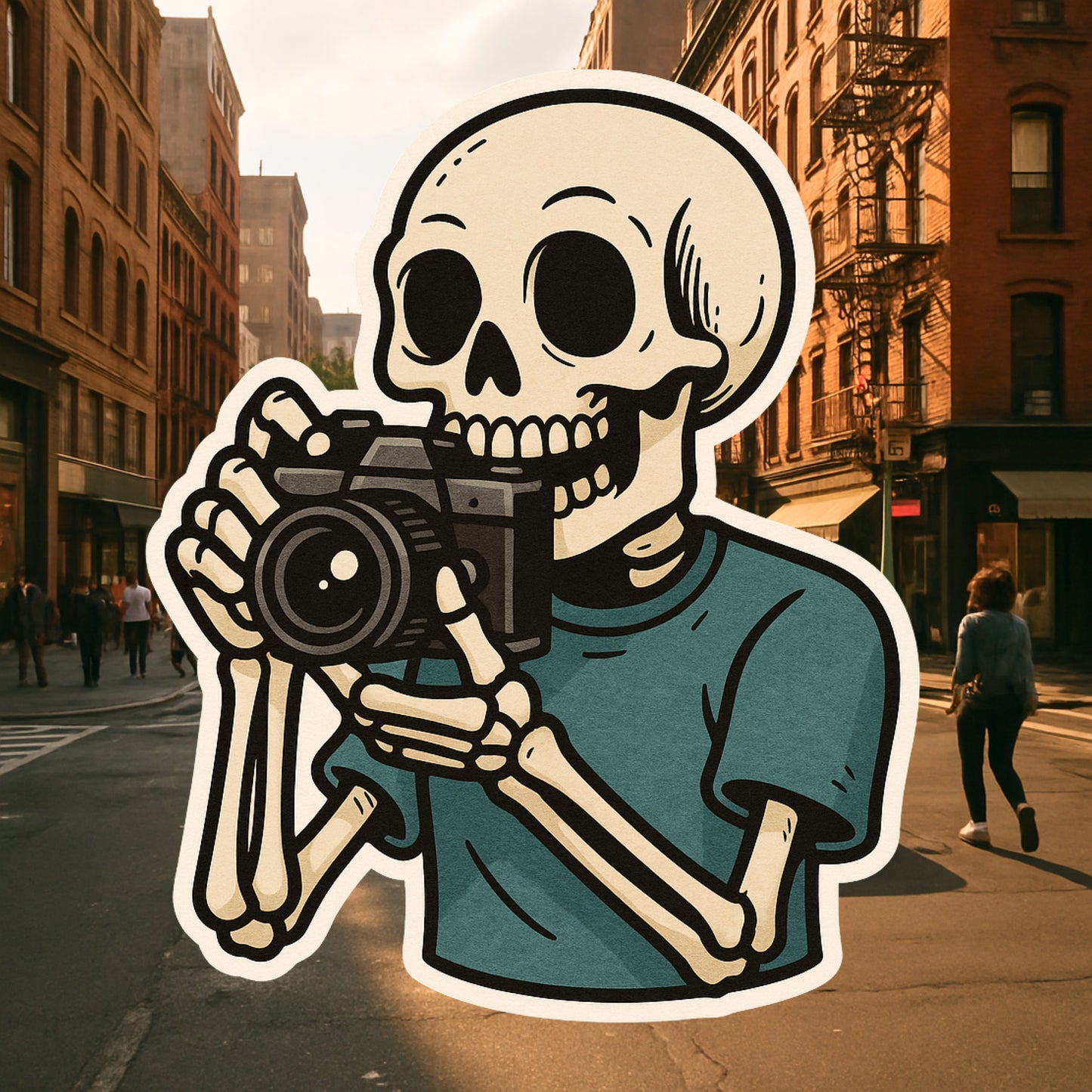 Skeleton Photographer Sticker, camera, photographer, digital camera, Skeleton,  photography, sticker, shutterbug, camera gear, photo bug