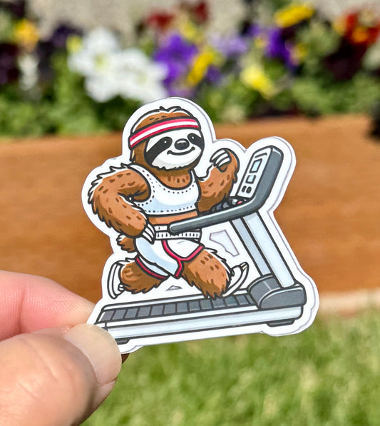 Sloth running on treadmill Sticker, running Sloth, running, runner, Sticker, treadmill, marathon, Sloth, training, slow and steady, not fast