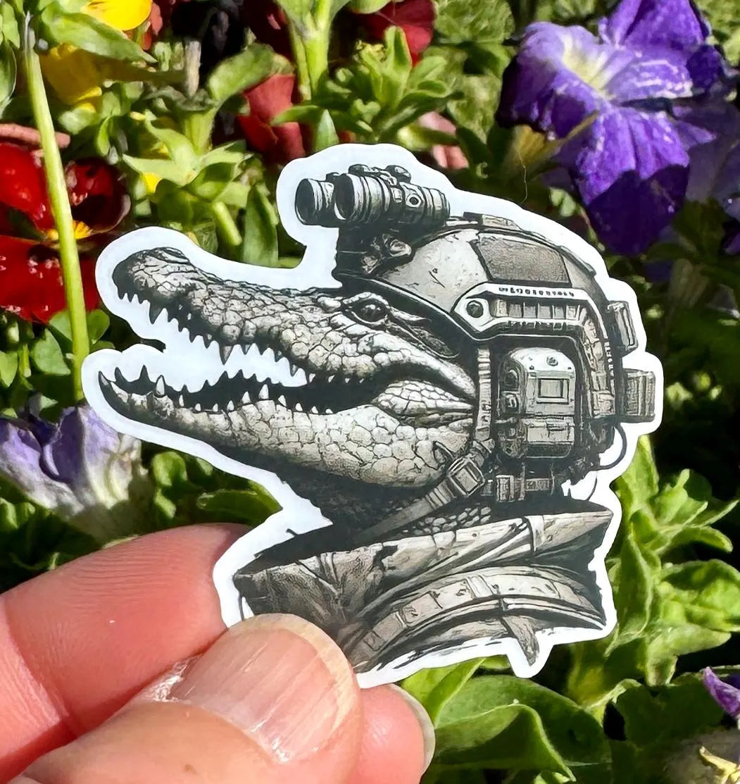 Tactical Crocodile Sticker, Crocodile, tactical, operator, Tactical gear, sticker, gator, Florida, military, police, night vision, croc, fun