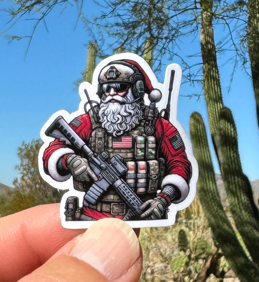 Tactical Santa Sticker, Christmas, Tactical, Christmas Sticker, Santa Hat, Santa, tactical gear, Gift for guys, Christmas gift, 2A, military