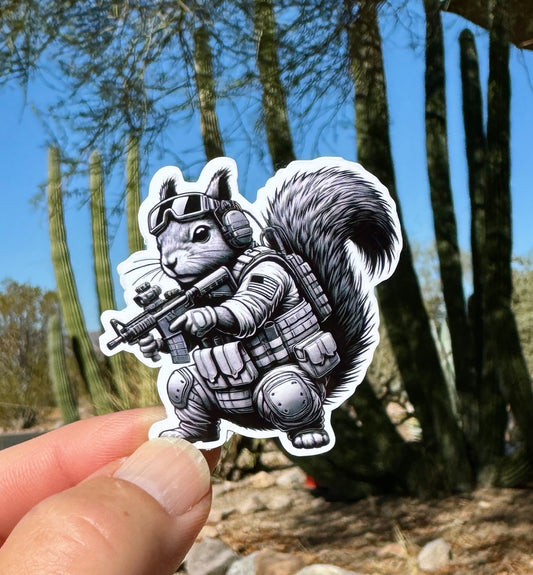 Tactical Squirrel Sticker, Squirrel, tactical, operator, Tactical gear, sticker, rifle, military,police, shoot,gear, gun humor,Avenge Peanut