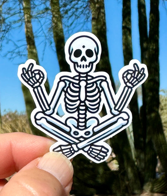 Skeleton doing Yoga Sticker, Skeleton, Yoga, Bigfoot Yoga, Sticker, Decal, Namaste, Skeleton Sticker,Zen, meditate, Chakra, Meditation, Yogi